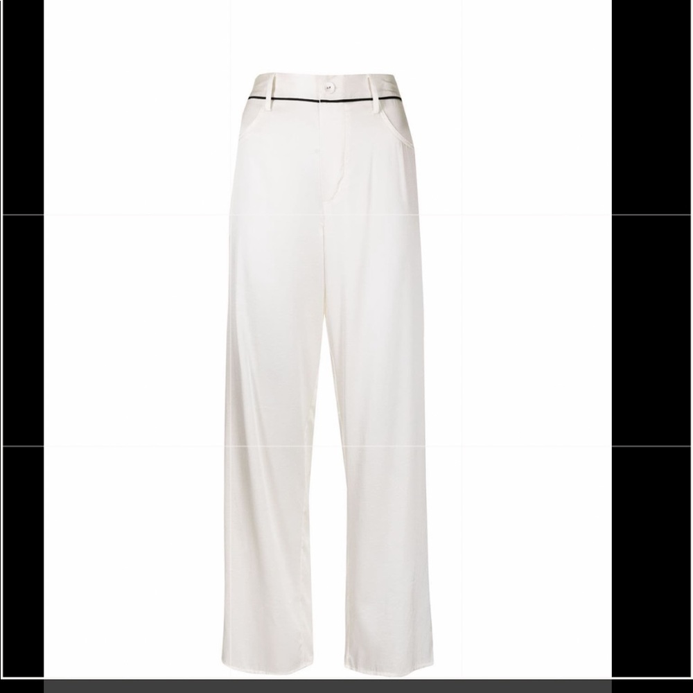 Fleur Du Mal white silk tuxedo pant